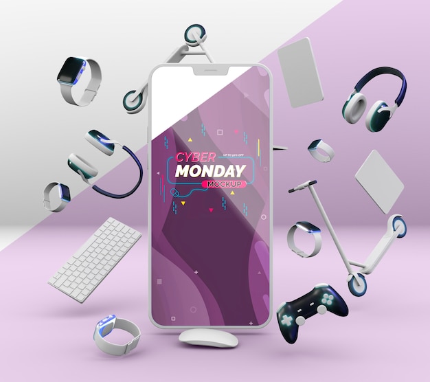 cyber-monday-sale-arrangement-with-mobile-phone-mock-up_23-2148659817